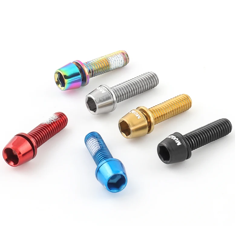 MUQZI 6pcs Stem Bolts M5x17mm Bicycle Handlebar Stem Screw With Washer MTB Road Bike Stem Riser Screw