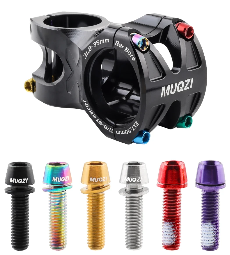 MUQZI 6pcs Stem Bolts M5x17mm Bicycle Handlebar Stem Screw With Washer MTB Road Bike Stem Riser Screw