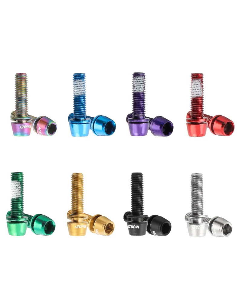 MUQZI 6pcs Stem Bolts M5x17mm Bicycle Handlebar Stem Screw With Washer MTB Road Bike Stem Riser Screw
