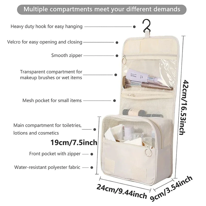 Travel Makeup Bag Waterproof Toiletries Organizer High Quality Women Neceser Bathroom Hook Wash Pouch Hook Makeup Storage Bag