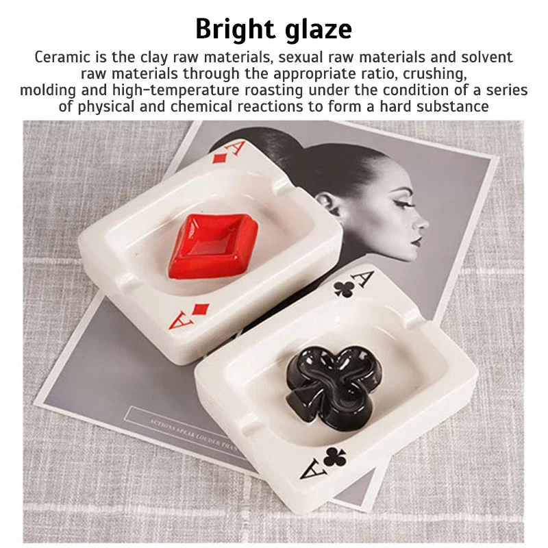 European Poker Ashtray Red Heart A Creative Porcelain Ashtray Fashion Trend Household Merchandises Desk Cleaning Household Items