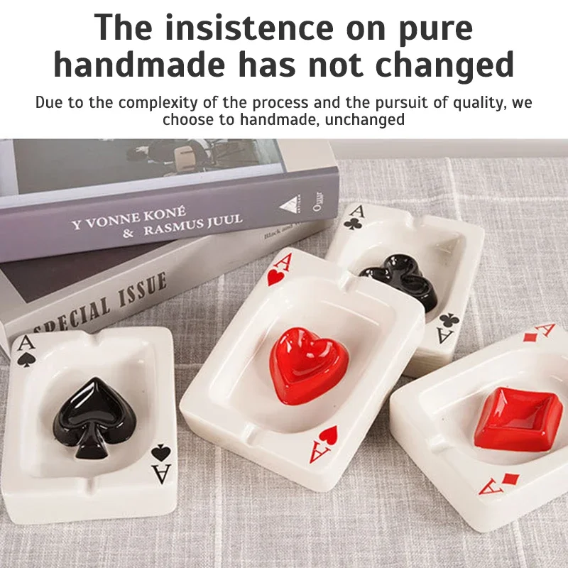 European Poker Ashtray Red Heart A Creative Porcelain Ashtray Fashion Trend Household Merchandises Desk Cleaning Household Items
