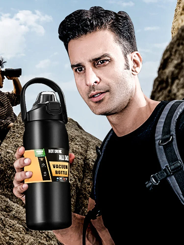 Outdoor Thermos Portable 304 Stainless Steel Thermal Mug Tumbler Vacuum Flasks Cold and Hot Sports Water Bottle with Straw