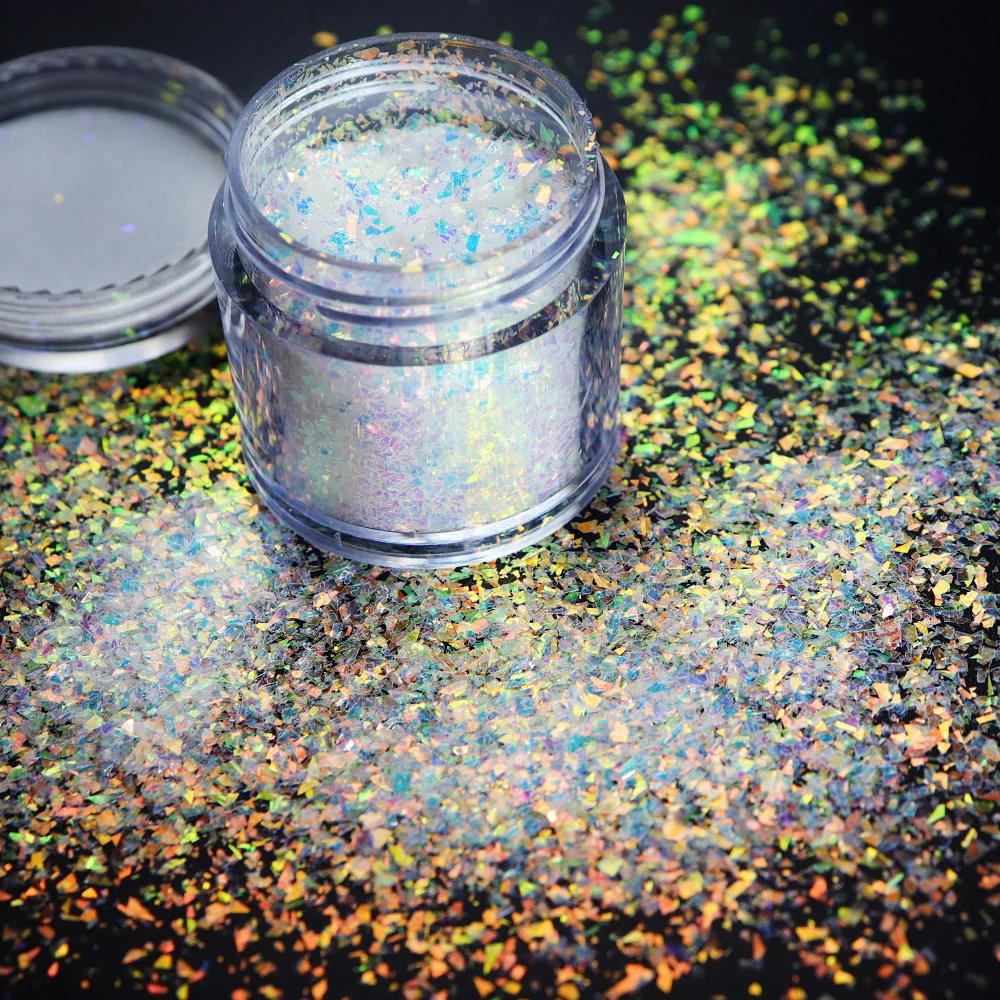 10ml Nail Art Sequin Magic Color Opal Flakes Shiny Polarizing Small Fragments Aurora Glass Paper Foil Flakes Nail Sequins