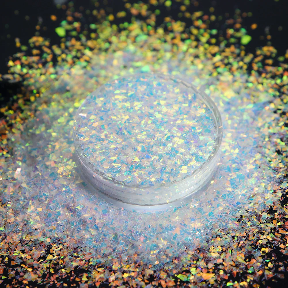 10ml Nail Art Sequin Magic Color Opal Flakes Shiny Polarizing Small Fragments Aurora Glass Paper Foil Flakes Nail Sequins