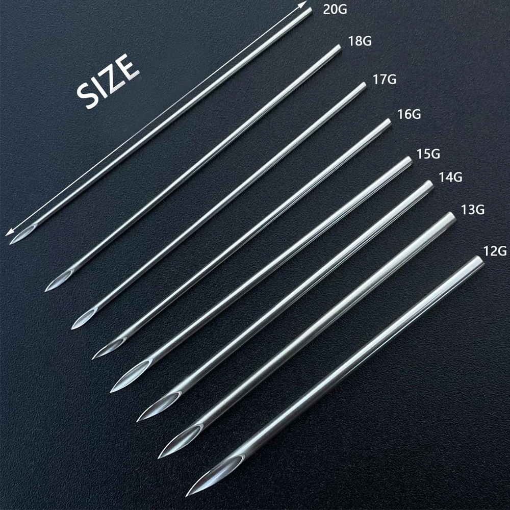 20/100PCS Body Piercing Tool 12 14 16G Sterile Steel Disposable Ear Nose Navel Nipple Lip Piercing Needles