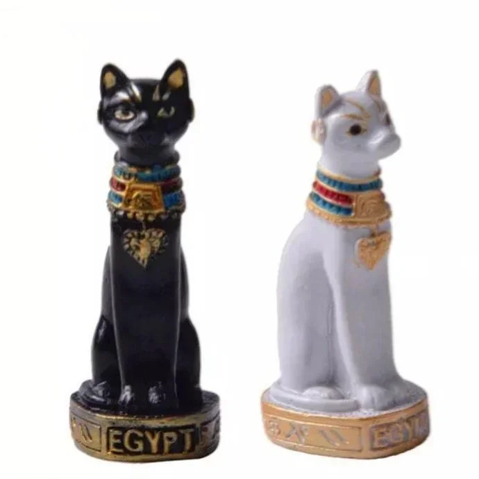 Cat Statue Ornament Egyptian Cat Figurine Statue Decoration Vintage Cat Goddess Statue Home Garden Mini Animal Ornament
