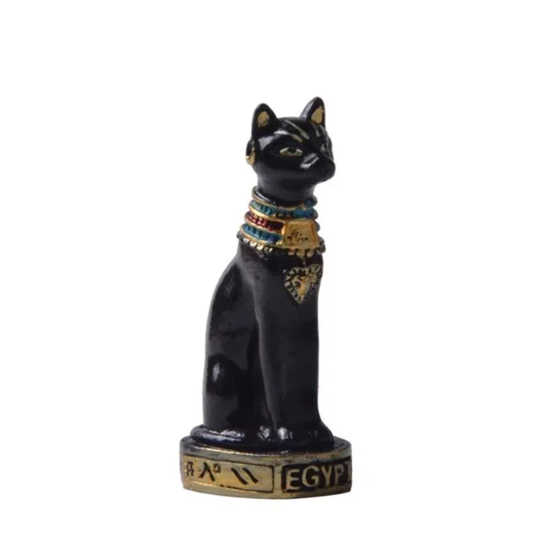 Cat Statue Ornament Egyptian Cat Figurine Statue Decoration Vintage Cat Goddess Statue Home Garden Mini Animal Ornament