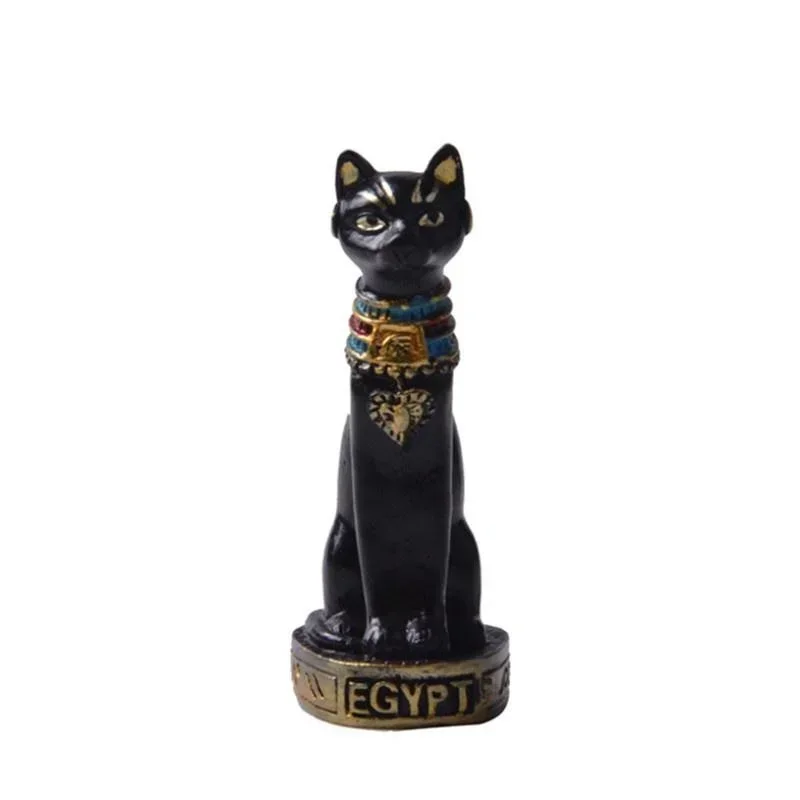 Cat Statue Ornament Egyptian Cat Figurine Statue Decoration Vintage Cat Goddess Statue Home Garden Mini Animal Ornament