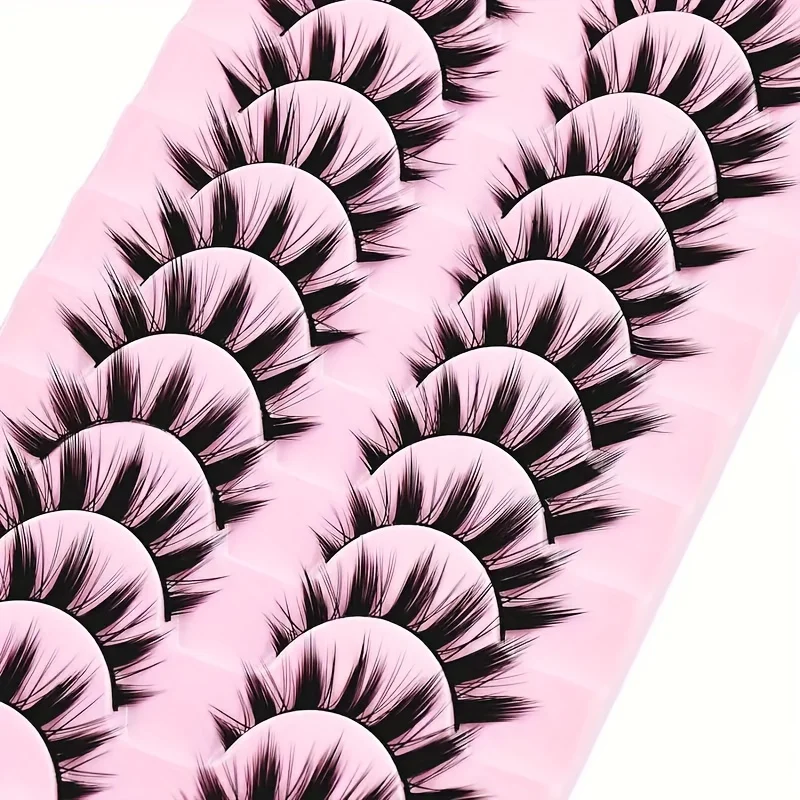 10 Pairs of False Eyelashes, Thick Eyelash Extensions, Reusable Eyelash Eye Makeup Tools (10 Pairs)