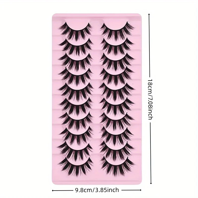 10 Pairs of False Eyelashes, Thick Eyelash Extensions, Reusable Eyelash Eye Makeup Tools (10 Pairs)