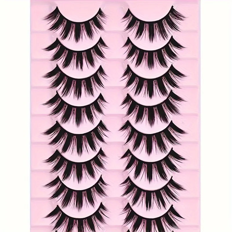 10 Pairs of False Eyelashes, Thick Eyelash Extensions, Reusable Eyelash Eye Makeup Tools (10 Pairs)