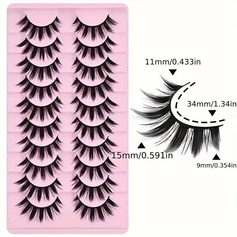 10 Pairs of False Eyelashes, Thick Eyelash Extensions, Reusable Eyelash Eye Makeup Tools (10 Pairs)