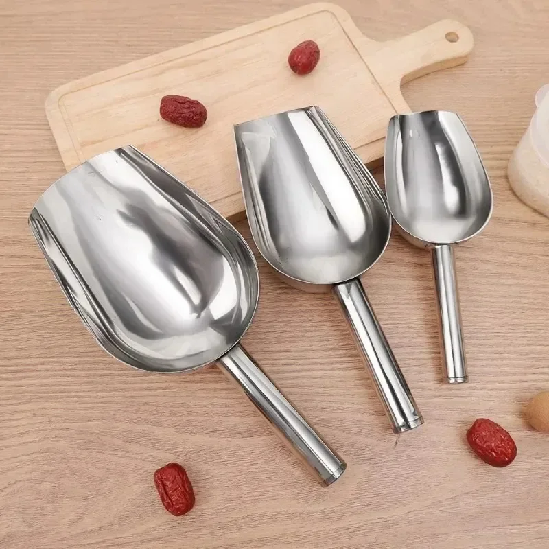 1/3PCS Stainless Steel Ice Shovel Multifunctional Food Measuring Spoons Grain Coffee Beans Flour Shovel Bar Kitchen Accessories