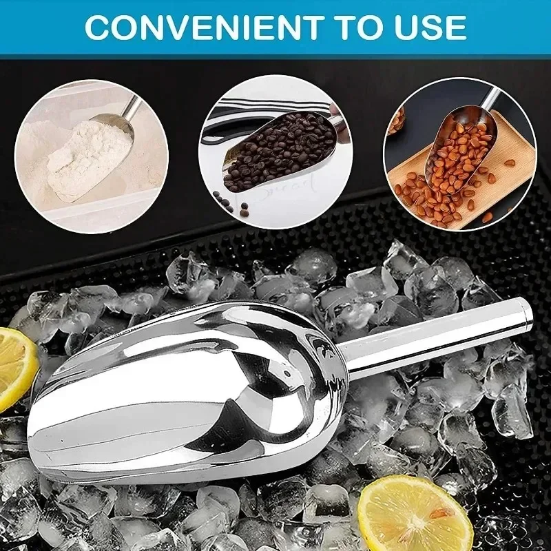 1/3PCS Stainless Steel Ice Shovel Multifunctional Food Measuring Spoons Grain Coffee Beans Flour Shovel Bar Kitchen Accessories