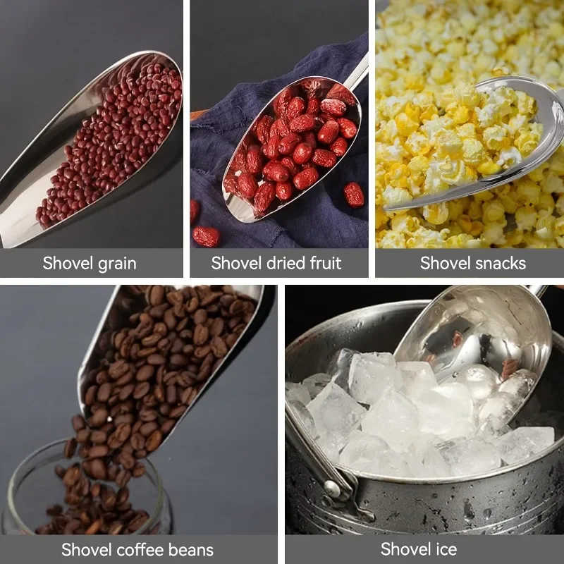 1/3PCS Stainless Steel Ice Shovel Multifunctional Food Measuring Spoons Grain Coffee Beans Flour Shovel Bar Kitchen Accessories
