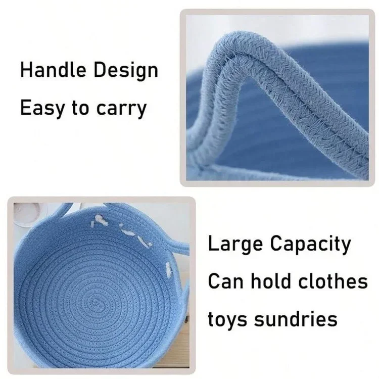Convenient Woven Storage Basket Bedroom Kids Toy Sundries Desktop Organizer Box Space-Saving Laundry Small Items Decorative Bins