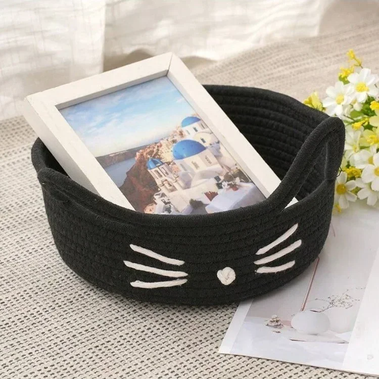 Convenient Woven Storage Basket Bedroom Kids Toy Sundries Desktop Organizer Box Space-Saving Laundry Small Items Decorative Bins