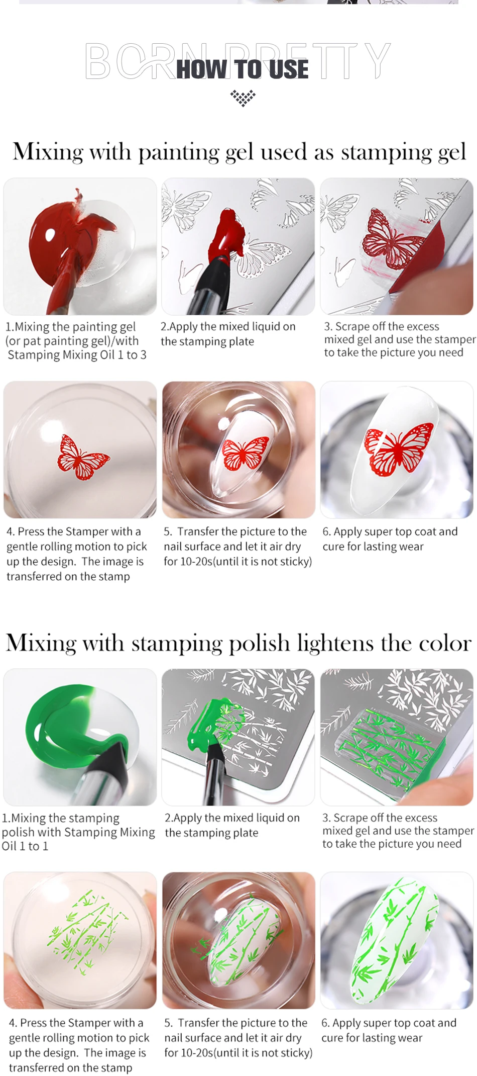 BORN PRETTY 10ml Stamping Mixing Oil Printing Tool Painting Gel Stamping Polish Nail Art Powder Mixing And Apply Nail Powder