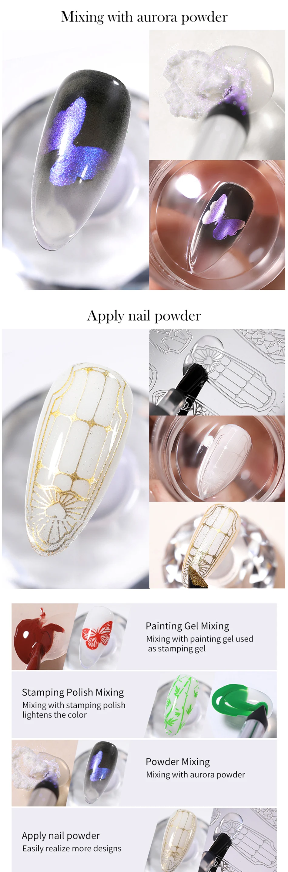 BORN PRETTY 10ml Stamping Mixing Oil Printing Tool Painting Gel Stamping Polish Nail Art Powder Mixing And Apply Nail Powder