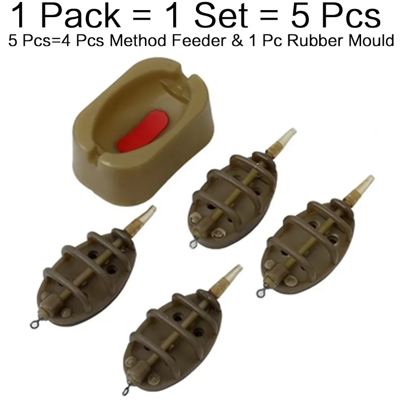 Outdoor Inline Method Feeder Mould Bait Thrower Bait Plumb Set Carp Fishing Bait Holder Tool Feeders 1PC/4PCS
