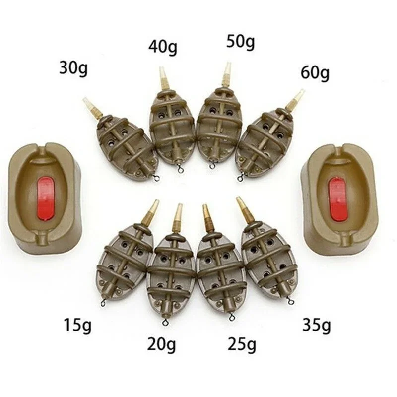 Outdoor Inline Method Feeder Mould Bait Thrower Bait Plumb Set Carp Fishing Bait Holder Tool Feeders 1PC/4PCS