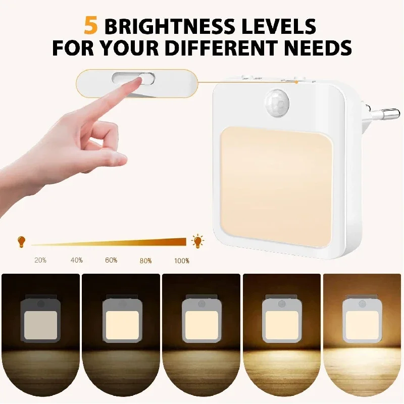 Night Light Motion Sensor With LED Light EU/US Plug Lamps Children'S Night Light Wireless Night Lamp For Bedside Table Bedroom