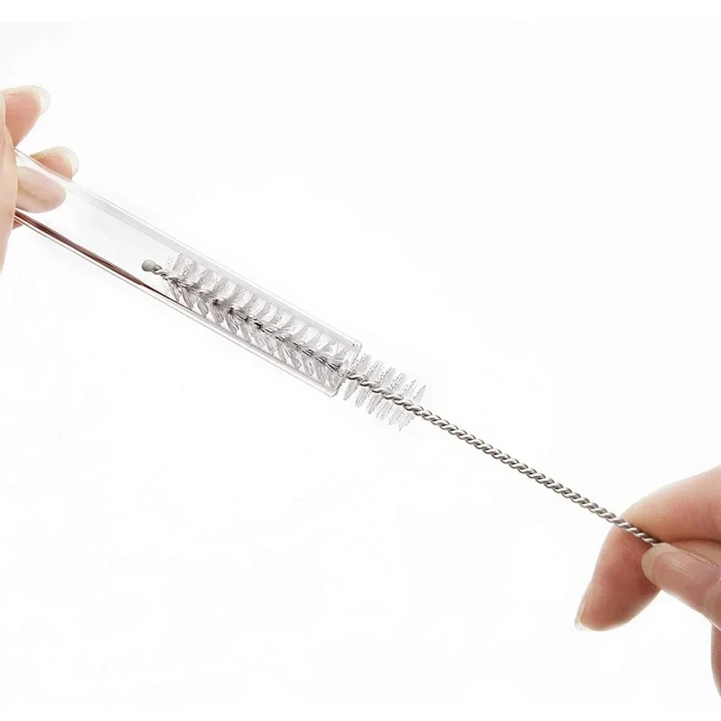 5/10PCS Drinking Straw Cleaning Brush Kit Straw Tube Pipe Cleaner Nylon Stainless Steel Long Handle Cleaning Brushes for Straw