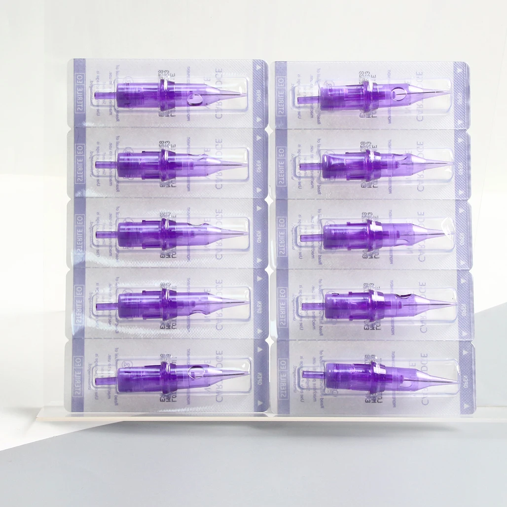 10pcs Safety Needle Tattoo Cartridges Disposable RL Cartridge Needles With Membrane For Micropigmentation Brow Permanent Makeup
