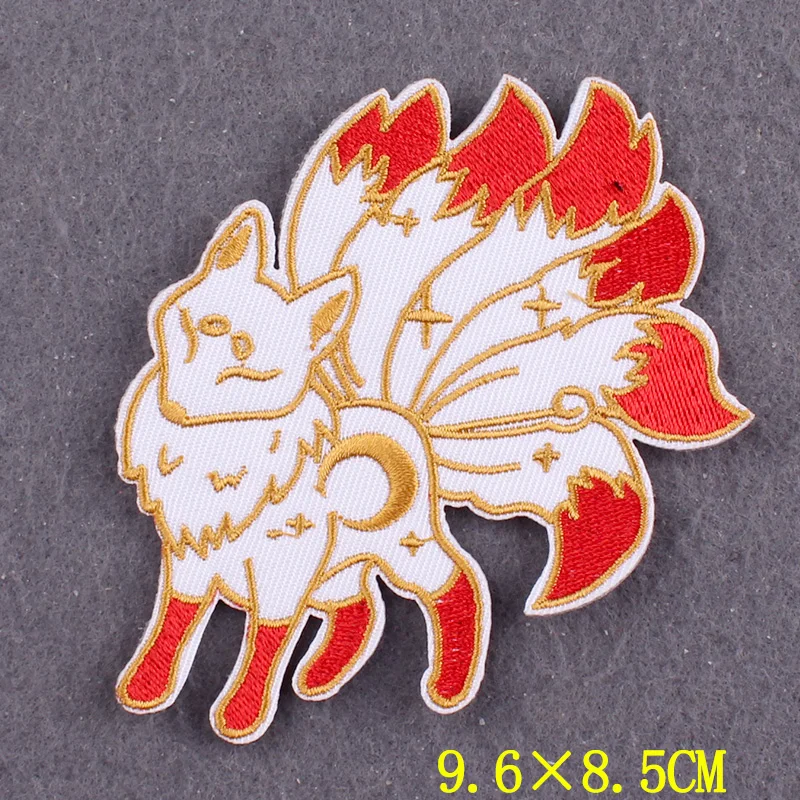 Anime Patch Embroidered Patches For Clothing Stickers DIY Fox Hook Loop Stripes Cartoon Patch Iron On Patches On Clothes Decor
