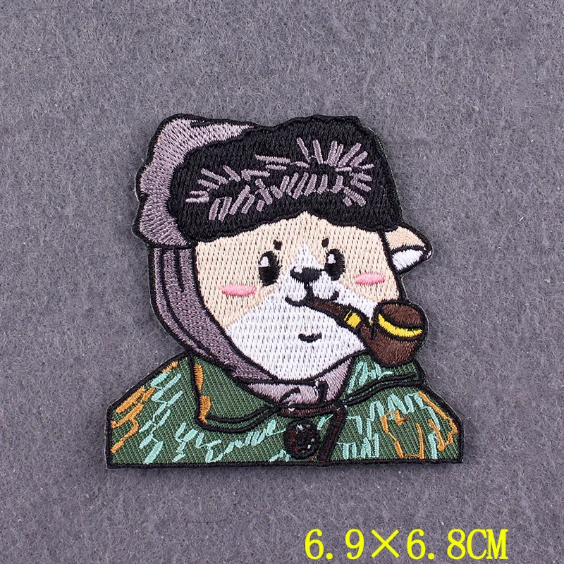 Anime Patch Embroidered Patches For Clothing Stickers DIY Fox Hook Loop Stripes Cartoon Patch Iron On Patches On Clothes Decor