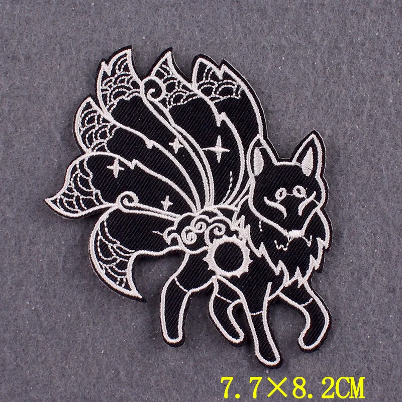 Anime Patch Embroidered Patches For Clothing Stickers DIY Fox Hook Loop Stripes Cartoon Patch Iron On Patches On Clothes Decor