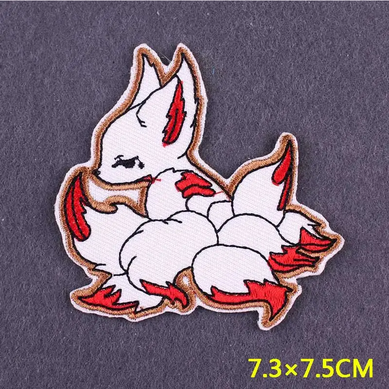 Anime Patch Embroidered Patches For Clothing Stickers DIY Fox Hook Loop Stripes Cartoon Patch Iron On Patches On Clothes Decor