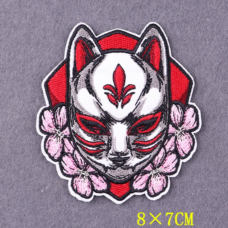 Anime Patch Embroidered Patches For Clothing Stickers DIY Fox Hook Loop Stripes Cartoon Patch Iron On Patches On Clothes Decor