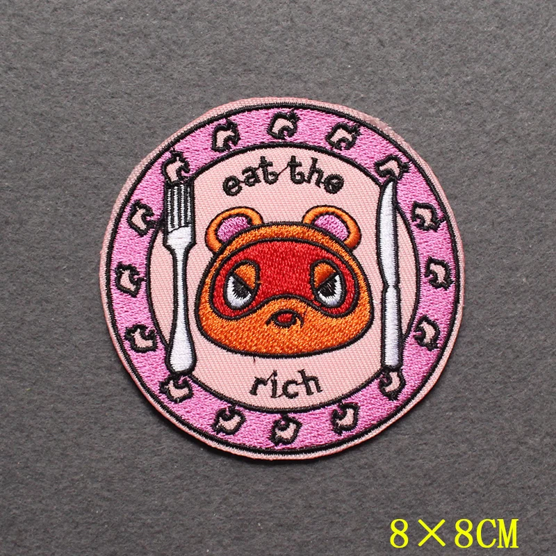 Anime Patch Embroidered Patches For Clothing Stickers DIY Fox Hook Loop Stripes Cartoon Patch Iron On Patches On Clothes Decor