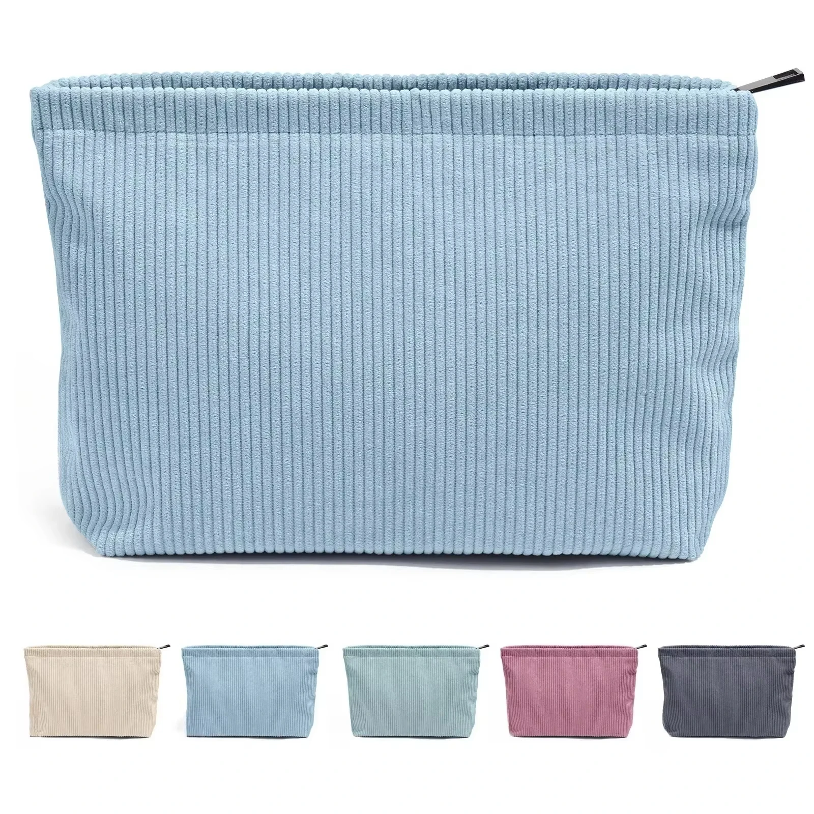 Corduroy Travel Cosmetic Bag Portable Makeup Storage Bag Purses Women Large Capacity Zipper Make Up Organizer Storage Clutch