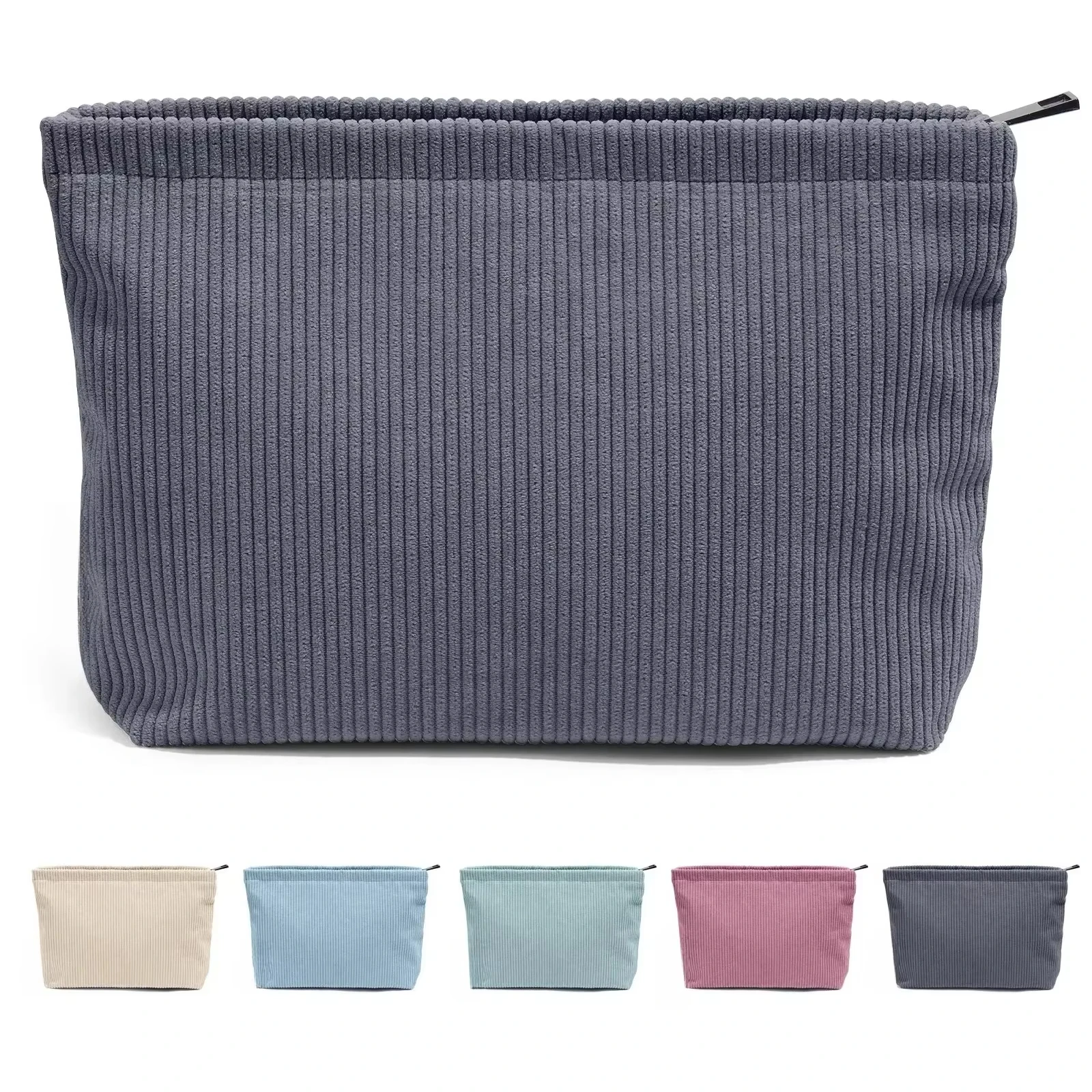 Corduroy Travel Cosmetic Bag Portable Makeup Storage Bag Purses Women Large Capacity Zipper Make Up Organizer Storage Clutch