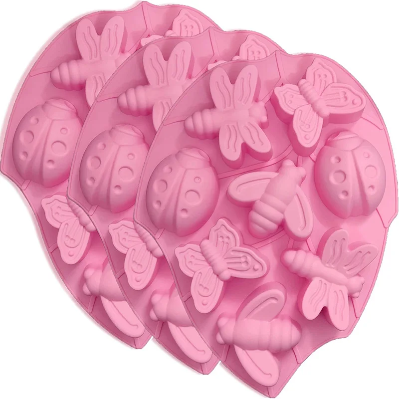 Insect Silicone Mold Butterfly Ladybug Bee Bug Chocolate Molds, Insects Cake Muffin Ice Cube Tray, Reusable Silicone Mould