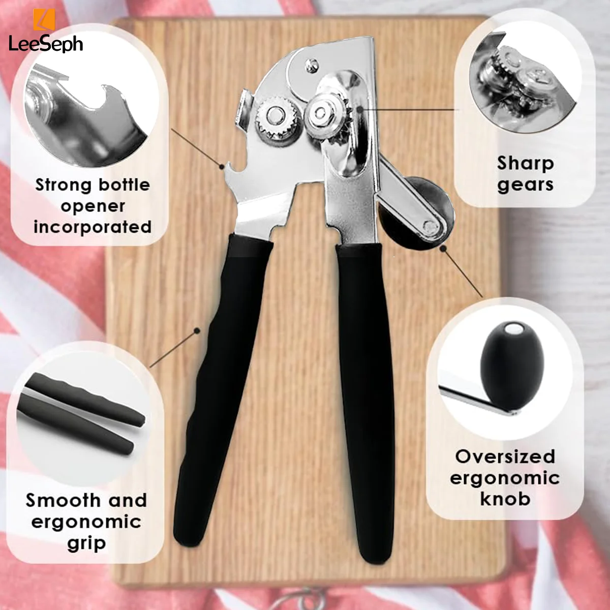 Commercial Can Opener Manual Heavy Duty for Seniors for Kitchen, Stainless Steel Opener for Restaurant Big Cans for Arthritics