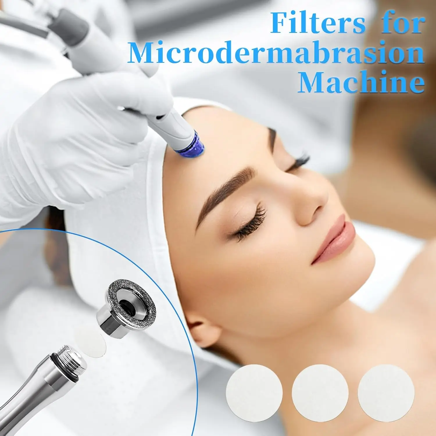 150Pcs Facial Microdermabrasion Pads Diamond Dermabrasion Cotton Filters Replacement 10mm For Microdermabrasion Machine