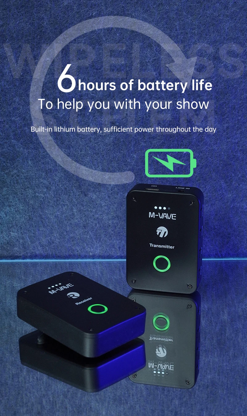 M-VAWE WP-9 Wireless Earphone Monitor 2.4G Rechargeable Transmitter Receiver with Volume Support Stereo Mono Mute Function