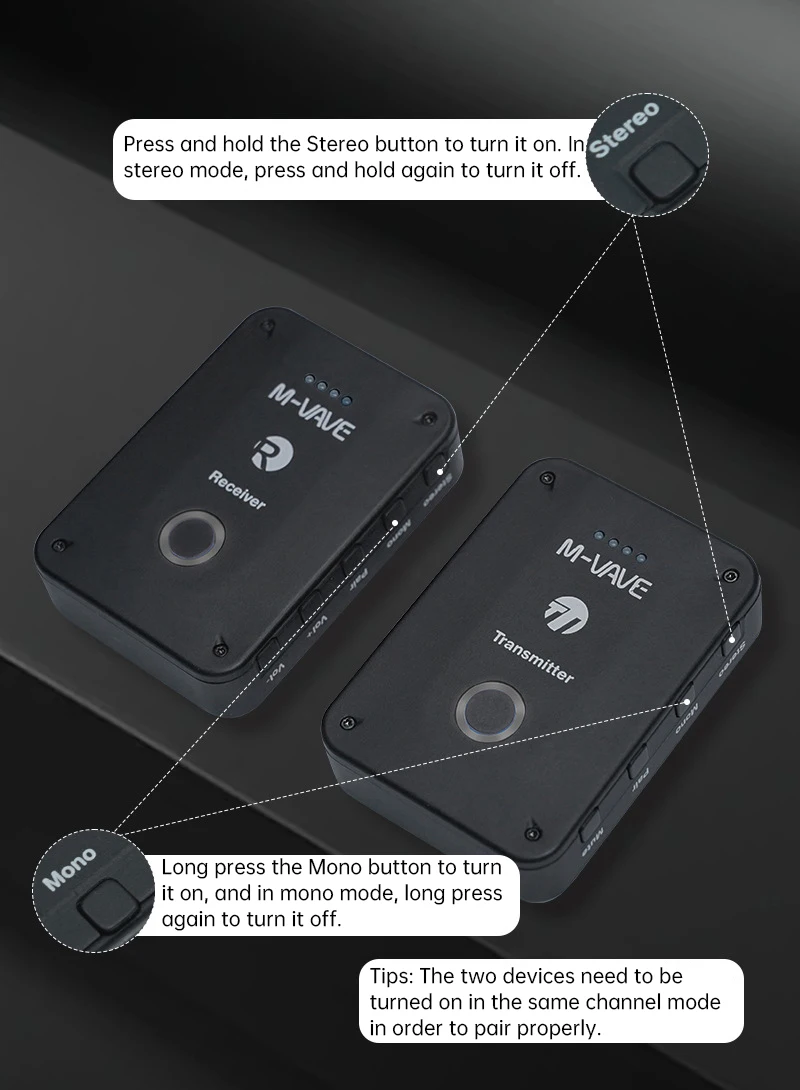M-VAWE WP-9 Wireless Earphone Monitor 2.4G Rechargeable Transmitter Receiver with Volume Support Stereo Mono Mute Function