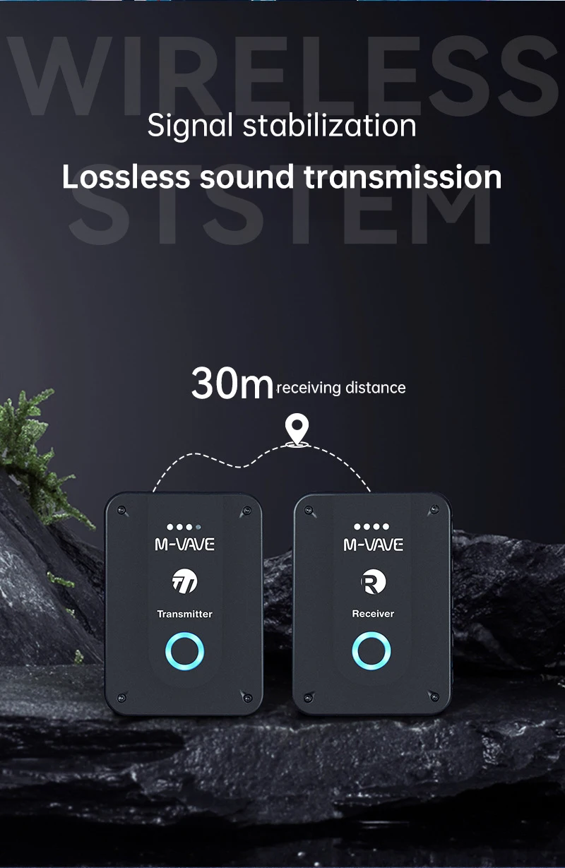 M-VAWE WP-9 Wireless Earphone Monitor 2.4G Rechargeable Transmitter Receiver with Volume Support Stereo Mono Mute Function