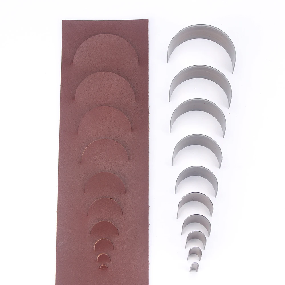 10pc Half Circle Punching Die, Belt Tail Puncher, Leather Bag Shoulder Tail Punching Tool, C-Type Hole Cutting Die Head Mold