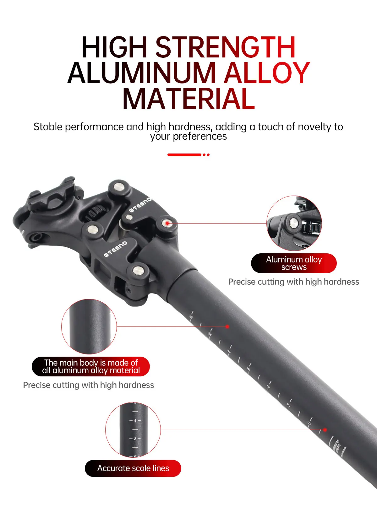 TESNO Bike Seatpost With Shock Absorber 27.2/30.9/31.6mm Mtb Bicycle Seatpost Suspension Four Link Bicycle Saddle Tube 350mm
