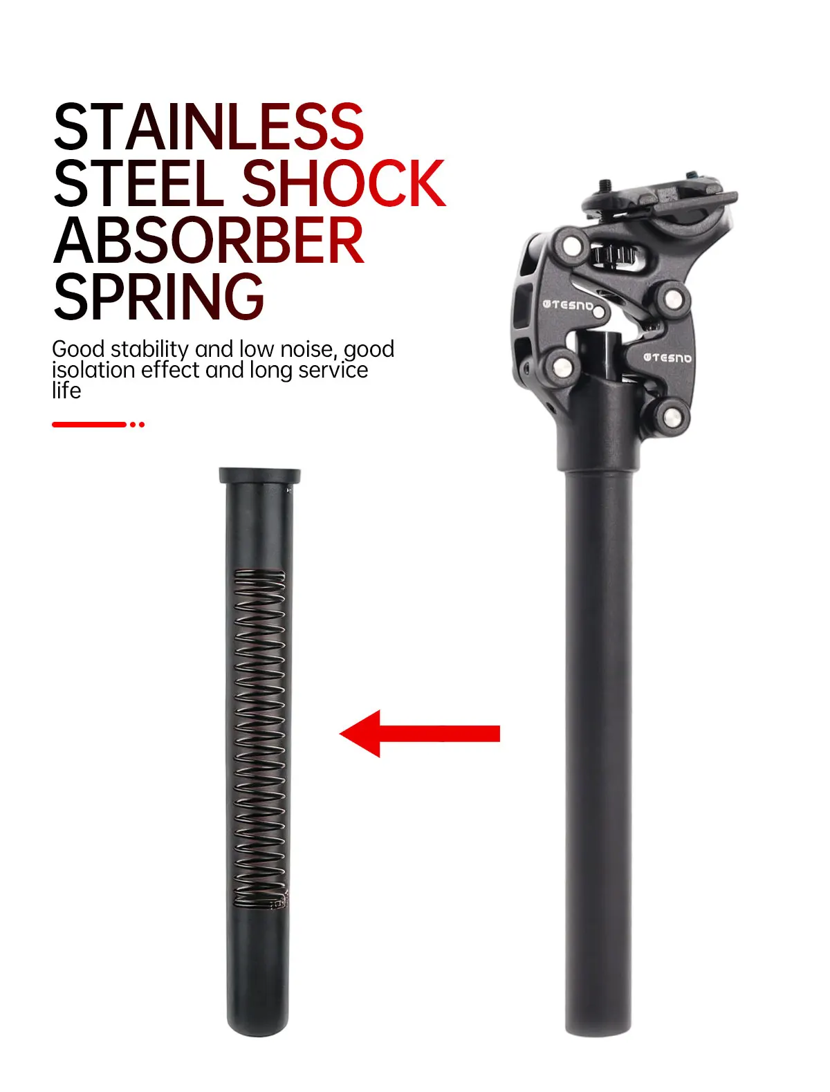 TESNO Bike Seatpost With Shock Absorber 27.2/30.9/31.6mm Mtb Bicycle Seatpost Suspension Four Link Bicycle Saddle Tube 350mm
