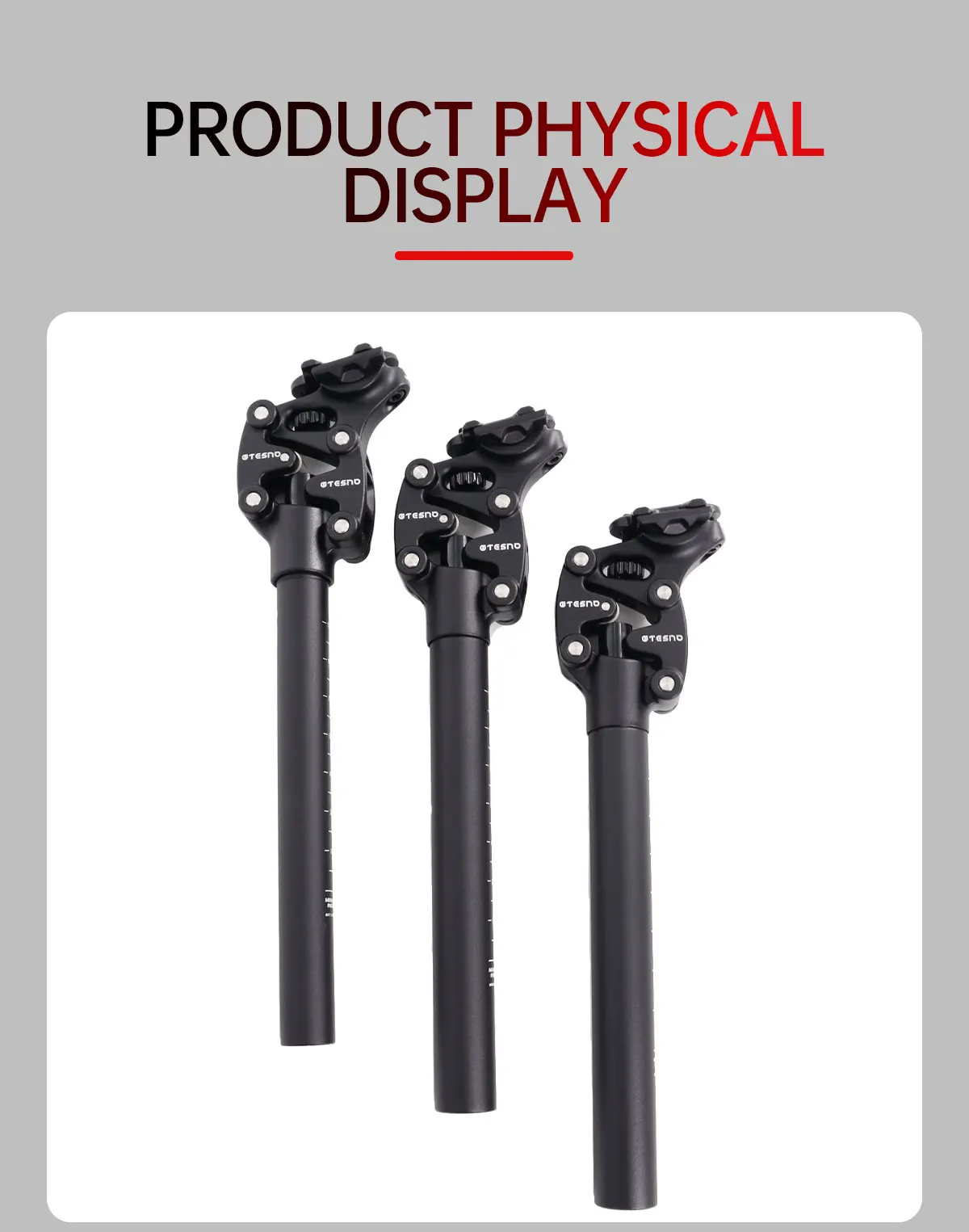 TESNO Bike Seatpost With Shock Absorber 27.2/30.9/31.6mm Mtb Bicycle Seatpost Suspension Four Link Bicycle Saddle Tube 350mm