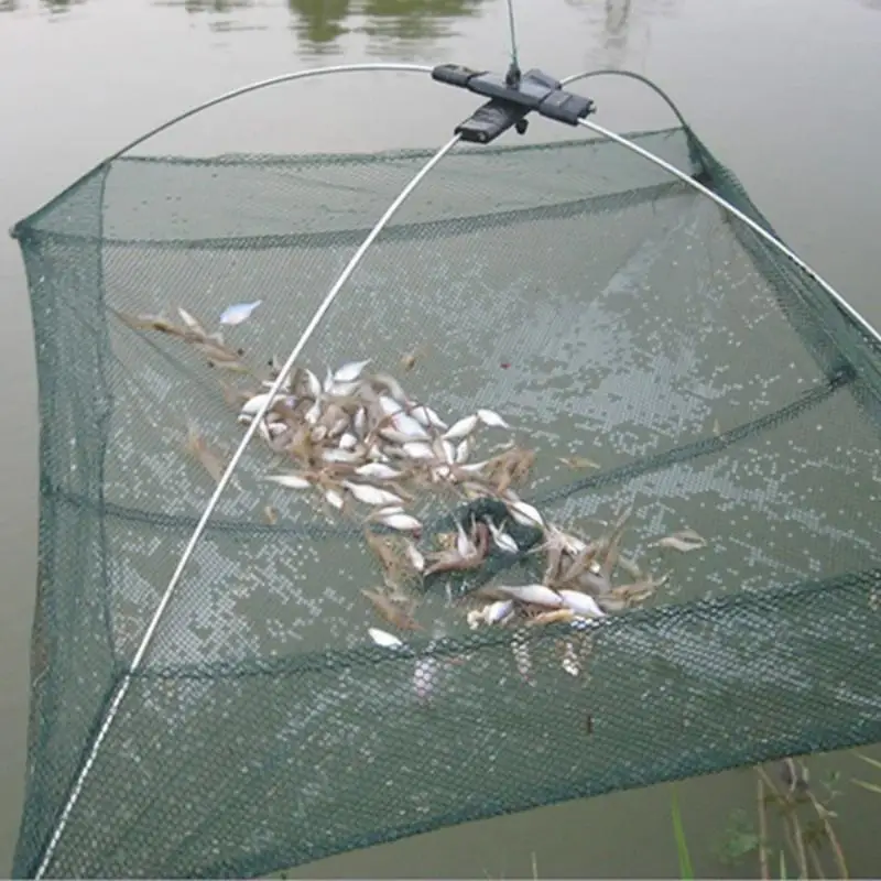 Fishing Net Foldable Folding Mesh Nylon Fishing Net Baits Trap Cast Dip Crab Shrimp Net
