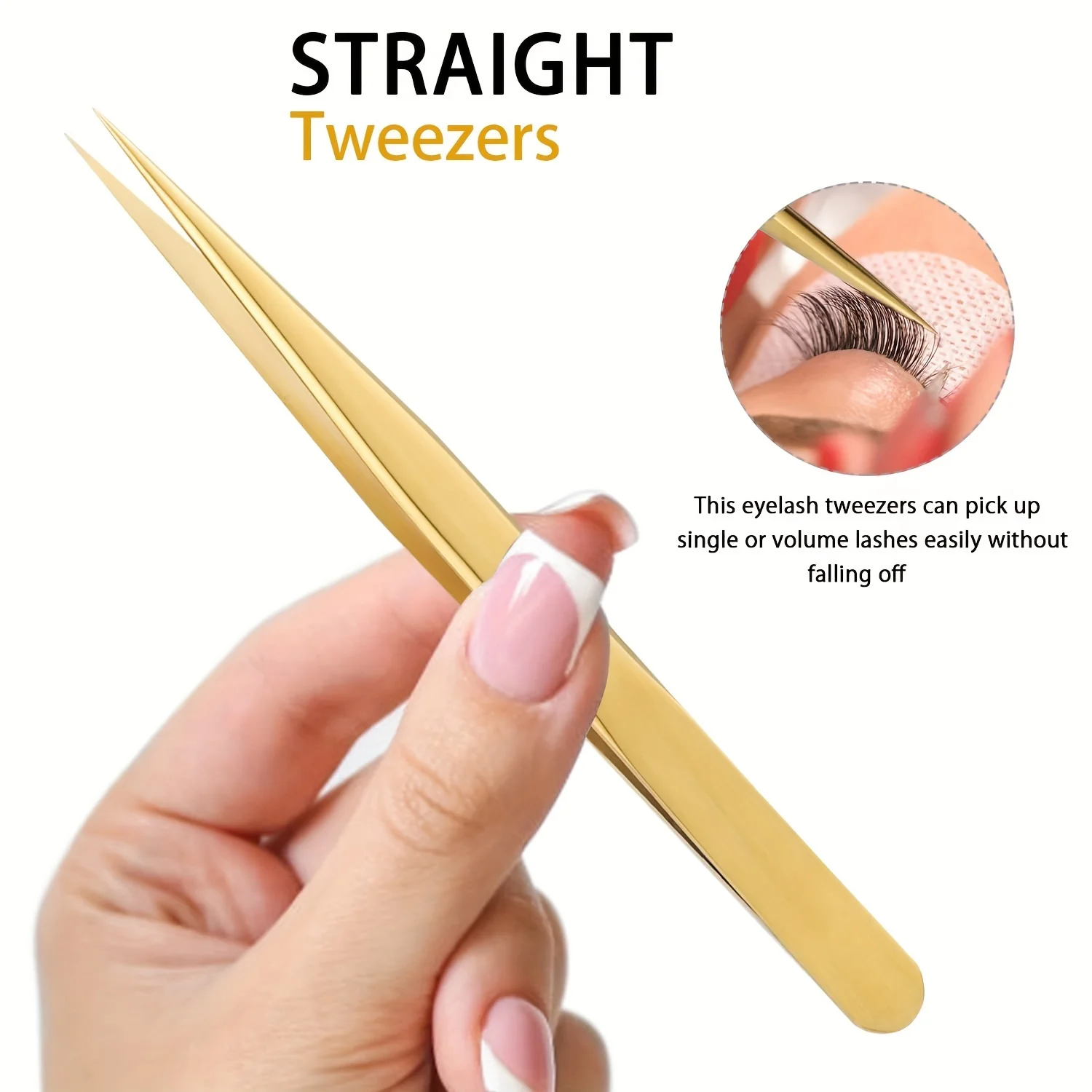 High Precision Lash Tweezers Set - Includes 3 Stainless Steel Eyelash Tweezers for Classic Individual and Volume Lash Extensions