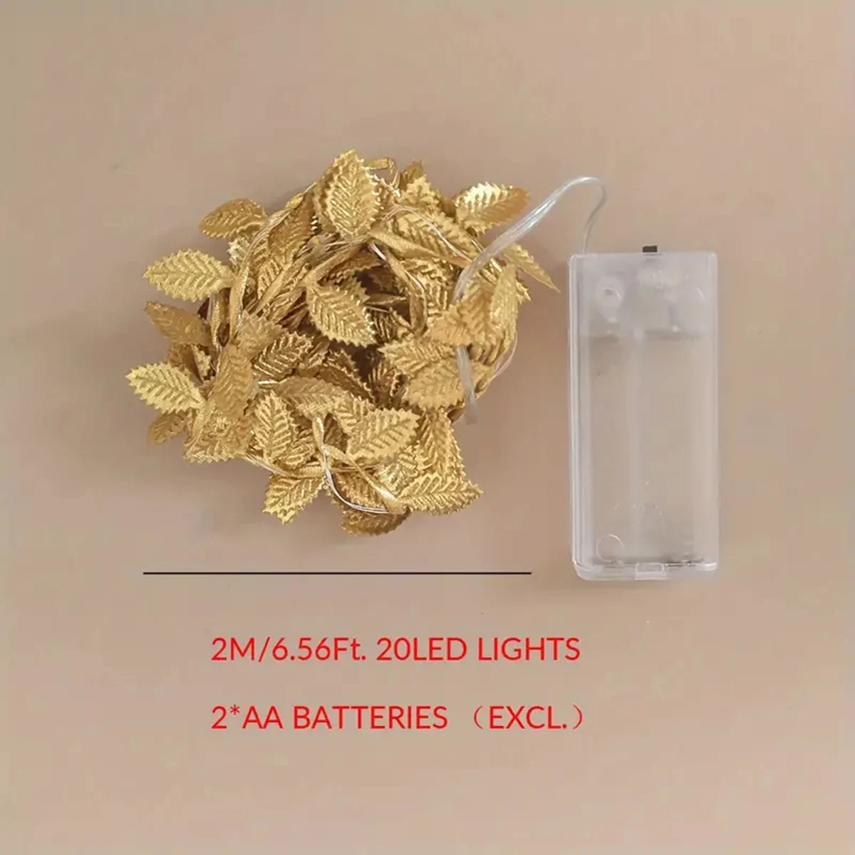 20/50/100LEDs Golden Silver Tiny Leaves Fairy Light Battery Powerd Artificial Plant Garland Vine Lights For Wedding Home Party
